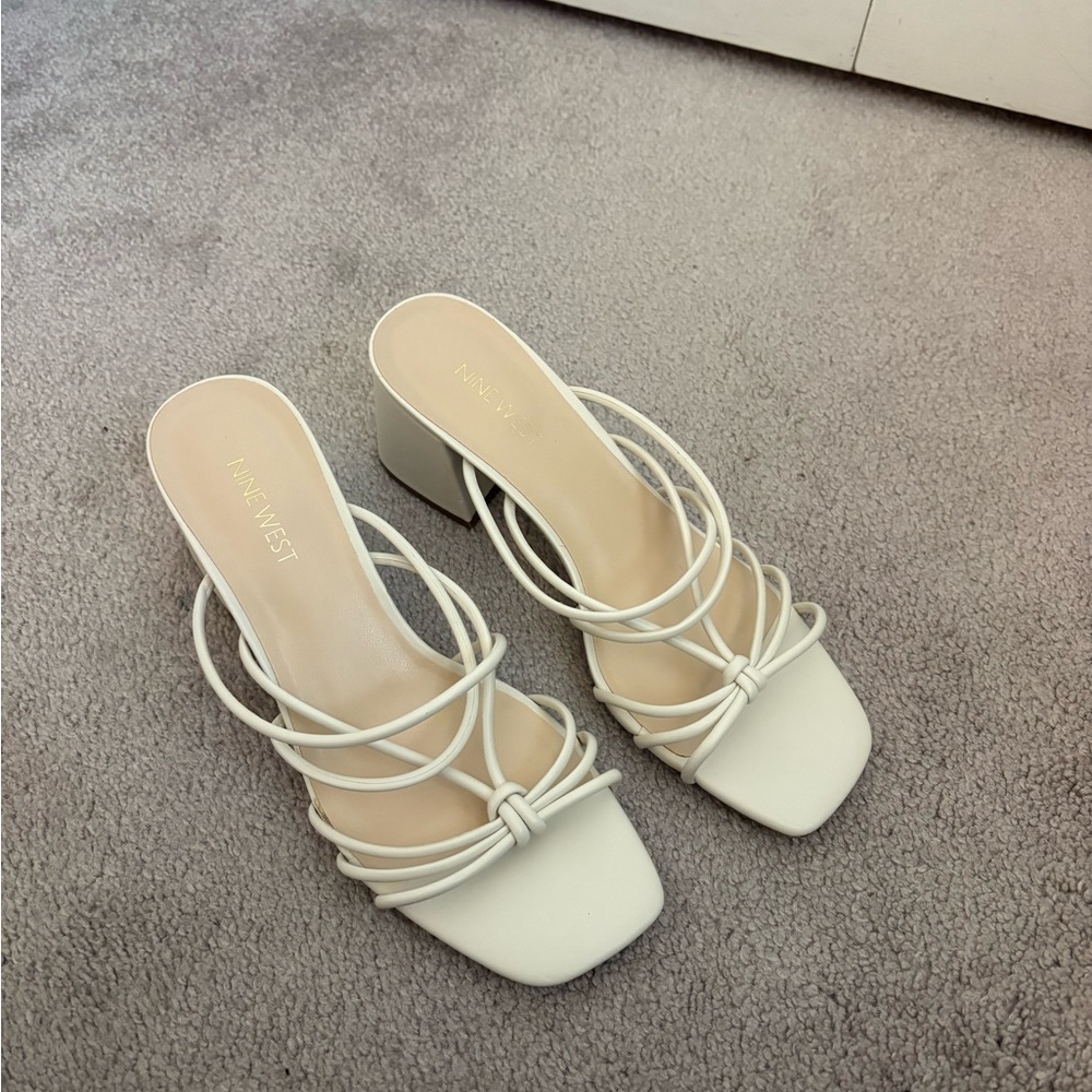 Nine West Cream Strappy Mules